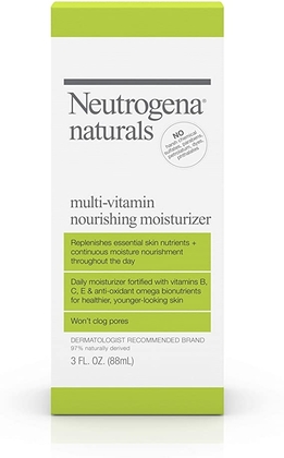 Neutrogena Naturals Multi-Vitamin Nourishing Daily Face Moisturizer with Antioxidant Bionutrients & Vitamins B, C & E, Non-Comedogenic & Sulfate-, Paraben-, Phthalate- & Dye-Free, 3 fl.