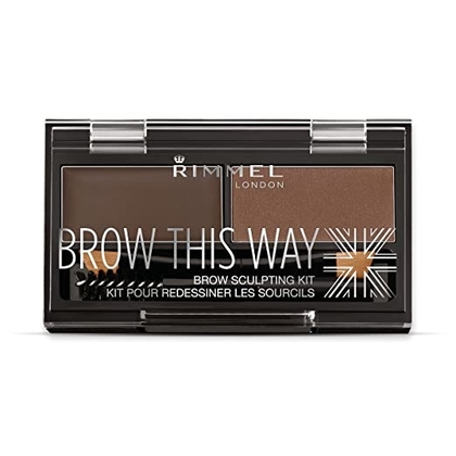 Rimmel Brow This Way Sculpting Kit, Dark Brown, Powder 0.04 oz., Wax 0.03 oz.