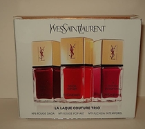  Yves Saint Laurent La Laque Couture Nail Lacquer Rouge Pop Art, Rouge Dada and Fuschia Intemporal.