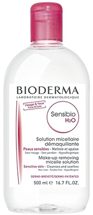 Bioderma Sensibio H2O Soothing Micellar Cleansing Water and Makeup Removing Solution for Sensitive Skin, Face and Eyes