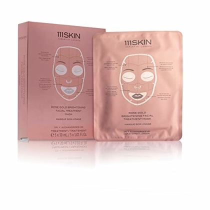 111Skin 24K Rose Gold Facial Treatment Mask - Light And Thin Tencel Material. The Essence Permeates Into Skin Easily By Soaked In Rich Serum Thin Mask Sheets - 5 Pack
