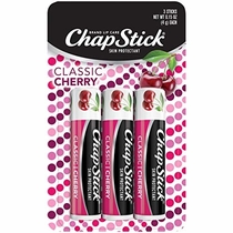 ChapStick Classic (3 Count) Cherry Flavor Skin Protectant Flavored Lip Balm Tube, 3 Count (Pack of 1)