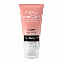 Neutrogena Oil-Free Acne Wash Pink Grapefruit Cream Facial Cleanser, Face Wash with Vitamin C and Salicylic Acid Acne Medicine to Eliminate Dirt and Oil, 6 oz