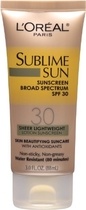 L'Oreal Paris Sublime Sun Advanced Sunscreen SPF 30 Lotion, 3.0 Ounce