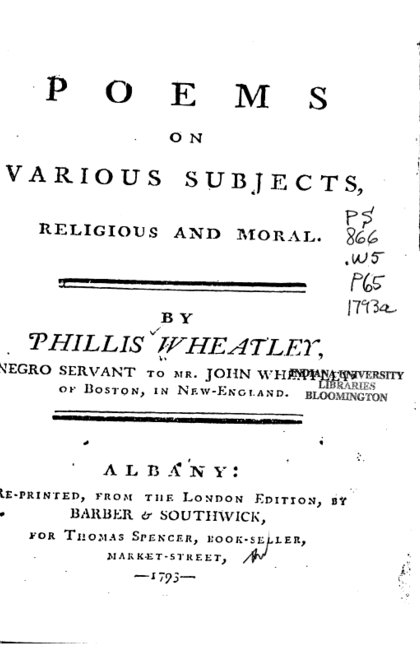 Poems on Various Subjects, Religious and Moral - Phillis Wheatley