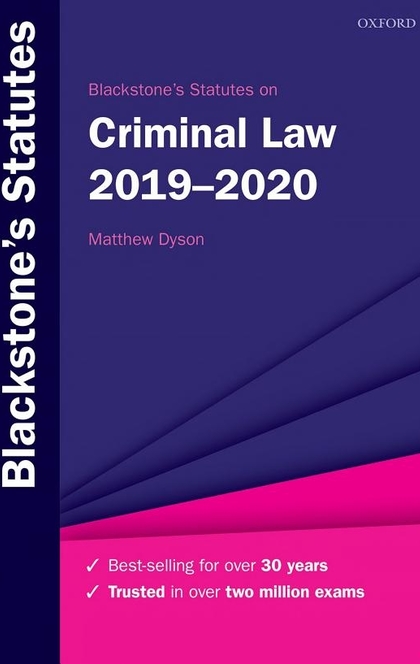 Blackstone's Statutes on Criminal Law 2019-2020 - Matthew Dyson