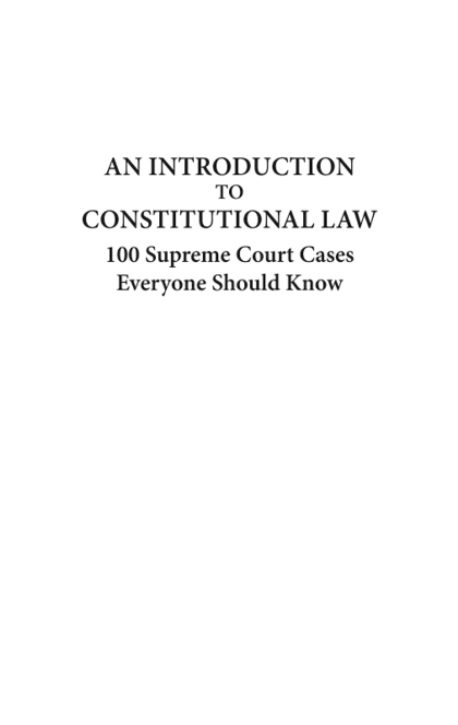 An Introduction to Constitutional Law - Randy E. Barnett, Josh Blackman