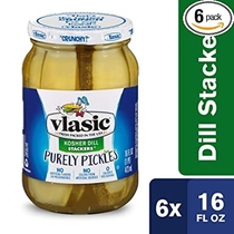 Vlasic Purely Pickles Kosher Dill Stackers, 6 - 16 FL OZ Jars