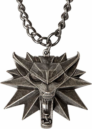 The Witcher 3 Necklace with White Wolf Medallion & Chain