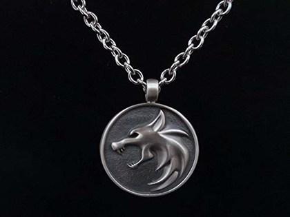 925 Sterling Silver Witcher Geralt of Rivia Wolf School Medallion Pendant Necklace