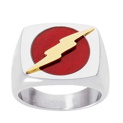 DC Comics Mens Stainless Steel Justice League Superhero Logo Ring Jewelry, The Flash