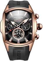 Reef Tiger Sport Watches for Men Rose Gold Tone Tourbillon Wrist Watches Rubber Strap RGA3069 (RGA3069-PBB)