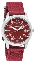 Burgundy on burgundy canvas band 36 mm silver case arabic numbers - FZ19702