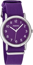 FERENZI Unisex | Purple Canvas Strap Tone-on-Tone Look 38 mm Case Easy Reader Watch | FZ20103