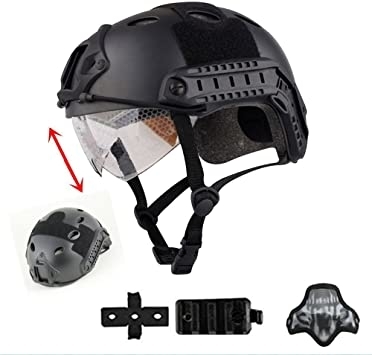 iMeshbean Multifunctional Tactical Helmet, and Airsoft Half mask to Protect Face(Black)