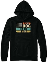 TeesNow Vintage Retro Best Dog DAD Ever American Flag Fathers Day Shirt Hoodie (Black, S)