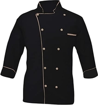 Leorenzo Creation PN-05 Men's Chef Coat (Size-XXS, Piping Colour-Camel)