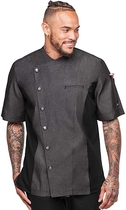 Men’s Chambray Chef Coat with Mesh Side Panels (S-3X, 4 Colors) (X-Small, Black)