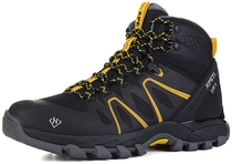 SKENARY Men's Mid Waterproof Hiking Boots, Breathable with High-Traction Grip Hiking Black/Yellow 