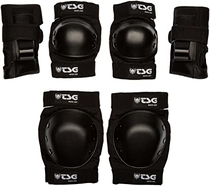 TSG - Basic Pad Set - Knee and Elbow Skateboard Pads with Wrist Guard - Skateboarding 3 in 1 Black Protective Gear Set