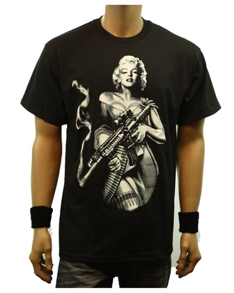 Funny Graphic T-Shirt Marilyn Monroe Gun Printed Casual Fashion 