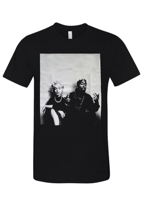 Marilyn Monroe & 2Pac Graphic Art Printed Urban T-Shirt