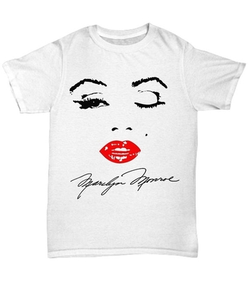 Marilyn Monroe Shirt, Norma Jeane, Lips, Wink-Graphic Tees, TShirt Small-XXXXXL Hoodie Sweatshirt  Long Sleeve or Tank Top