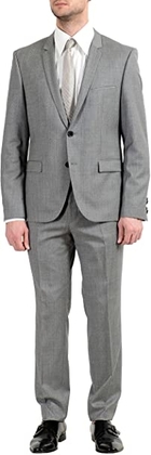 Hugo Boss Adris4/Heilon Men's 100% Wool Gray Two Button Suit 