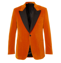 Orange Eggsy's Orange Faille-Trimmed Cotton-Velvet Tuxedo Jacket 