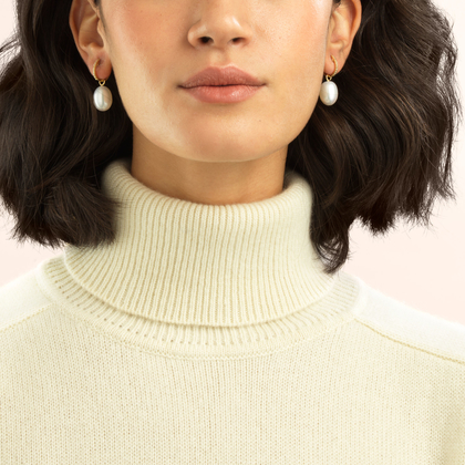 18ct Gold Brown Diamond Baroque Pearl Earrings