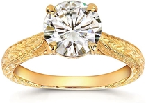Kobelli Antique Style Moissanite Engagement Ring 1 1/2 CTW 14k Yellow Gold