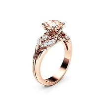 Sapphire Engagement Ring 14K Rose Gold Ring Peach Sapphire Ring Unique Modern Promise Ring