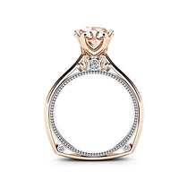 Peach Sapphire Engagement Ring 18K Two Tone Gold Ring Unique Milgrain Engagement Ring