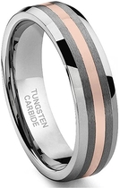 Hollywood Pro 6MM Tungsten Carbide 14K Rose Gold Inlay Wedding Band Ring Size 5-13 