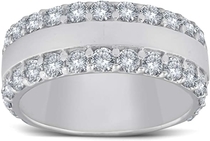 2 3/4ct Diamond Double Row 8mm Wide Wedding Band 14K White Gold