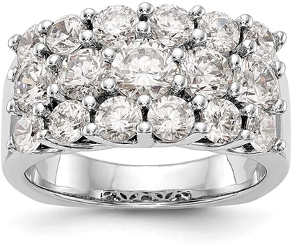 KIOKORI 14K White Gold Triple Row Diamond Wide Band 3-Carat tw ~ Rings Sizes: 5 to 9 ~ by Roy Rose Jewelry