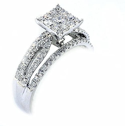 Midwest Jewellery 14K White Gold Bridal Wedding Ring 0.75cttw Diamonds 7mm Wide (0.75cttw): MidwestJewellery