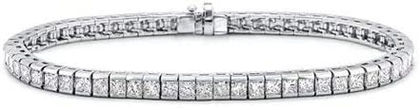 4.00 ct Ladys Princess Cut Diamond Tennis Bracelet In 14 Karat White Gold