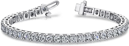 4.17 ct Ladies Princess Cut Diamond Tennis Bracelet ( Color G Clarity SI-1) in 14 kt White Gold