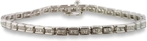 Womens Channel Set Princess Cut Diamond Tennis Bracelet 14k White Gold 3.28 cttw