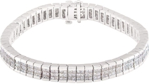 14k White Gold 8 3/8 Ct Square Princess 3-Row Diamond (I1/G-H) 7.25" Line Tennis 5.2mm Bracelet