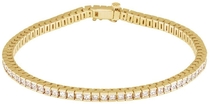 14k Yellow Gold 4.00 Ct Square Princess Diamond (I1/G-H) 7.25" Line Tennis Bracelet