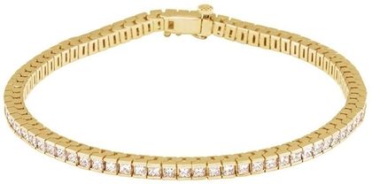 14k Yellow Gold 4.00 Ct Square Princess Diamond (I1/G-H) 7.25" Line Tennis Bracelet