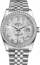 Rolex Datejust 36mm Mother of Pearl Dial Diamond Bezel Steel Ladies Watch 116244