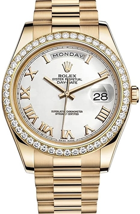 Rolex Day-Date II Yellow Gold Diamond Bezel Watch 218348