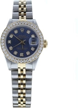 Rolex Ladys Datejust (Automatic) Jubilee Watch 69173 Custom Blue Diamond Dial & Diamond Bezel (Certified Pre-Owned)