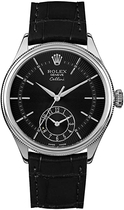 Rolex Cellini Dual Time Black Dial Men's Watch 50529