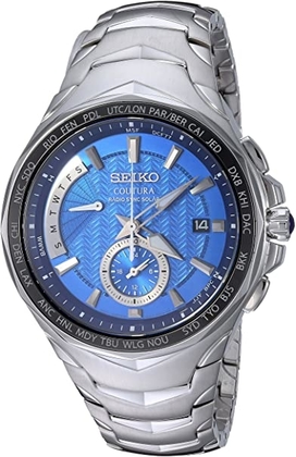 Seiko Men's COUTURA Japanese-Quartz Watch with Stainless-Steel Strap, Silver, 24 (Model: SSG019)