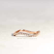 14k/18k Solid Rose Gold Wave Shape Diamond Ring