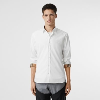Рубашка из эластичного поплина (Белый) - Для мужчин | Burberry